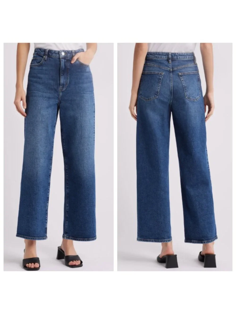 FRAME The Wide Jeans High Rise Wide Leg Ankle Rival Blue Size 31 - Picture 3 of 14